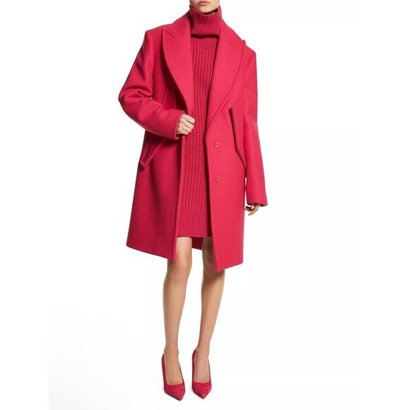 Michael Kors Collection Wool Melton Reefer Coat Sz 2 - Picture 2 of 13